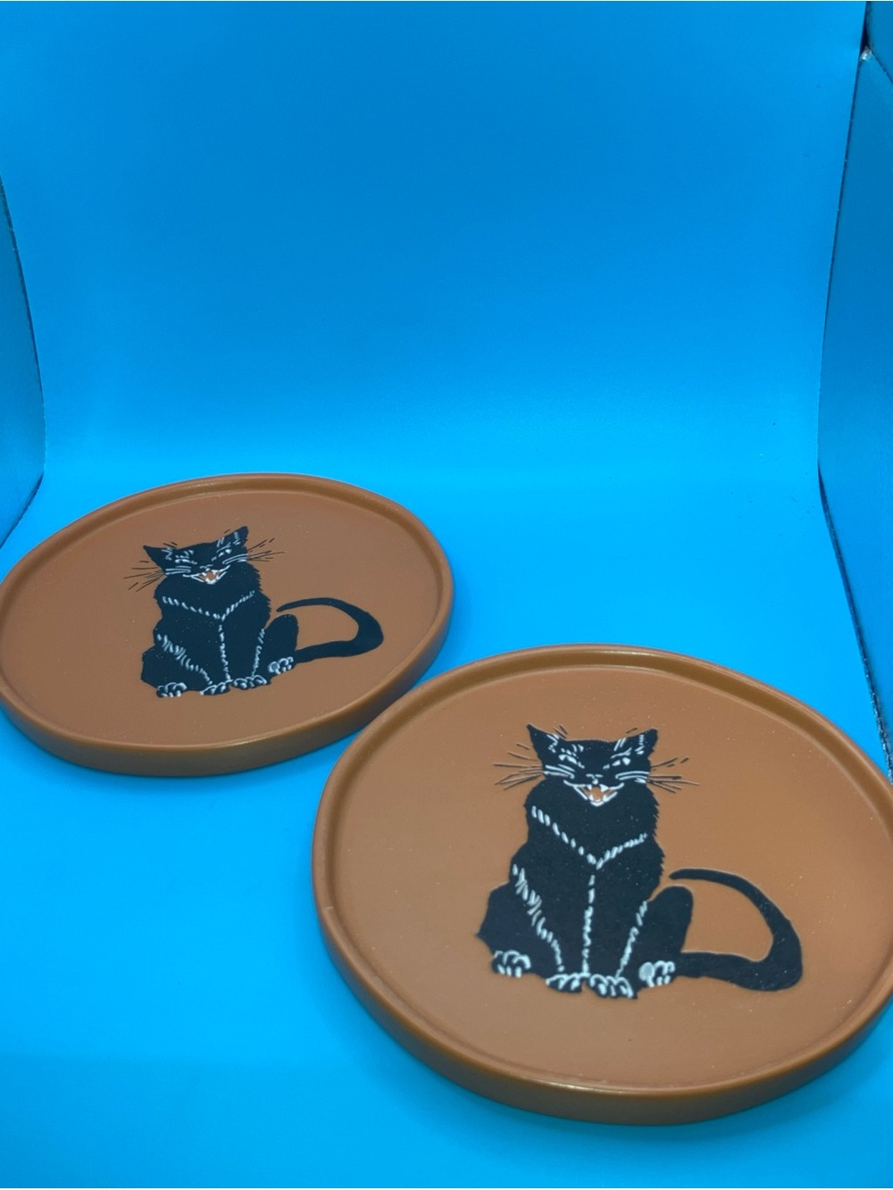 Halloween Black Cat Stoneware Appetizer Dessert Plate 6" Target Set 2 Threshold